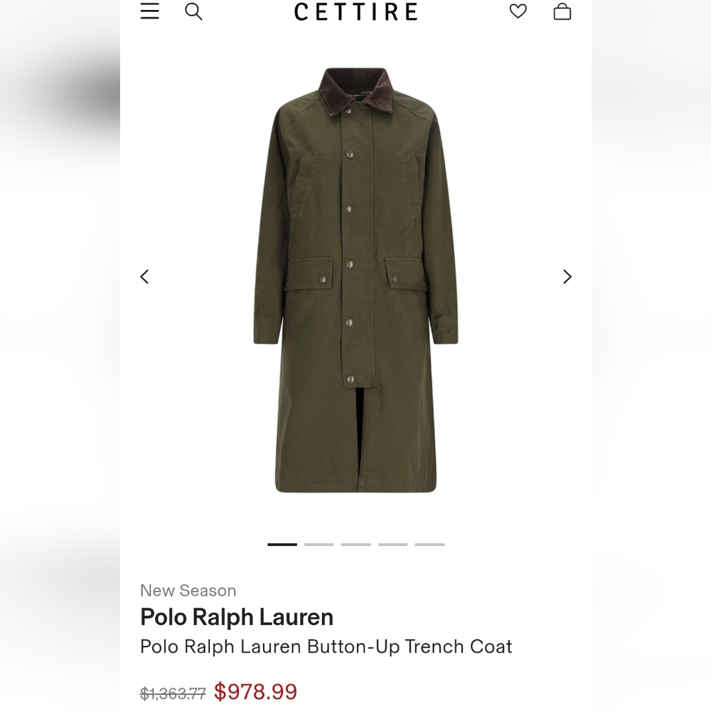 SOLD - Polo by Ralph Lauren Dark Green Trench Coat (?Small) - Picture 5 of 5